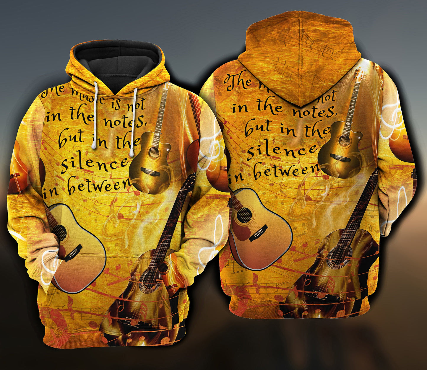 Guitar Silence Between Music Art – 3D Hoodie