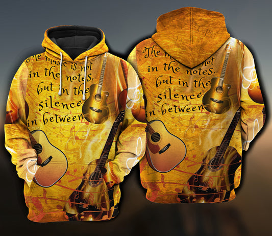 Guitar Silence Between Music Art – 3D Hoodie