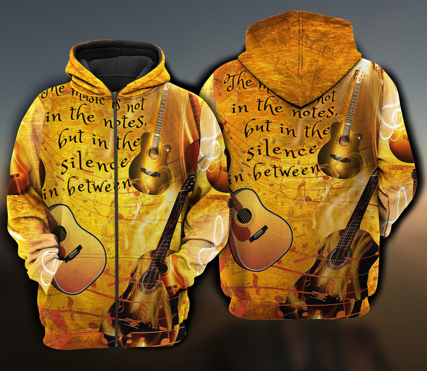 Guitar Silence Between Music Art – 3D Hoodie