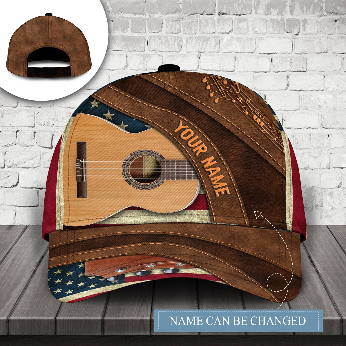Guitar US Flag Personalized – Classic Cap