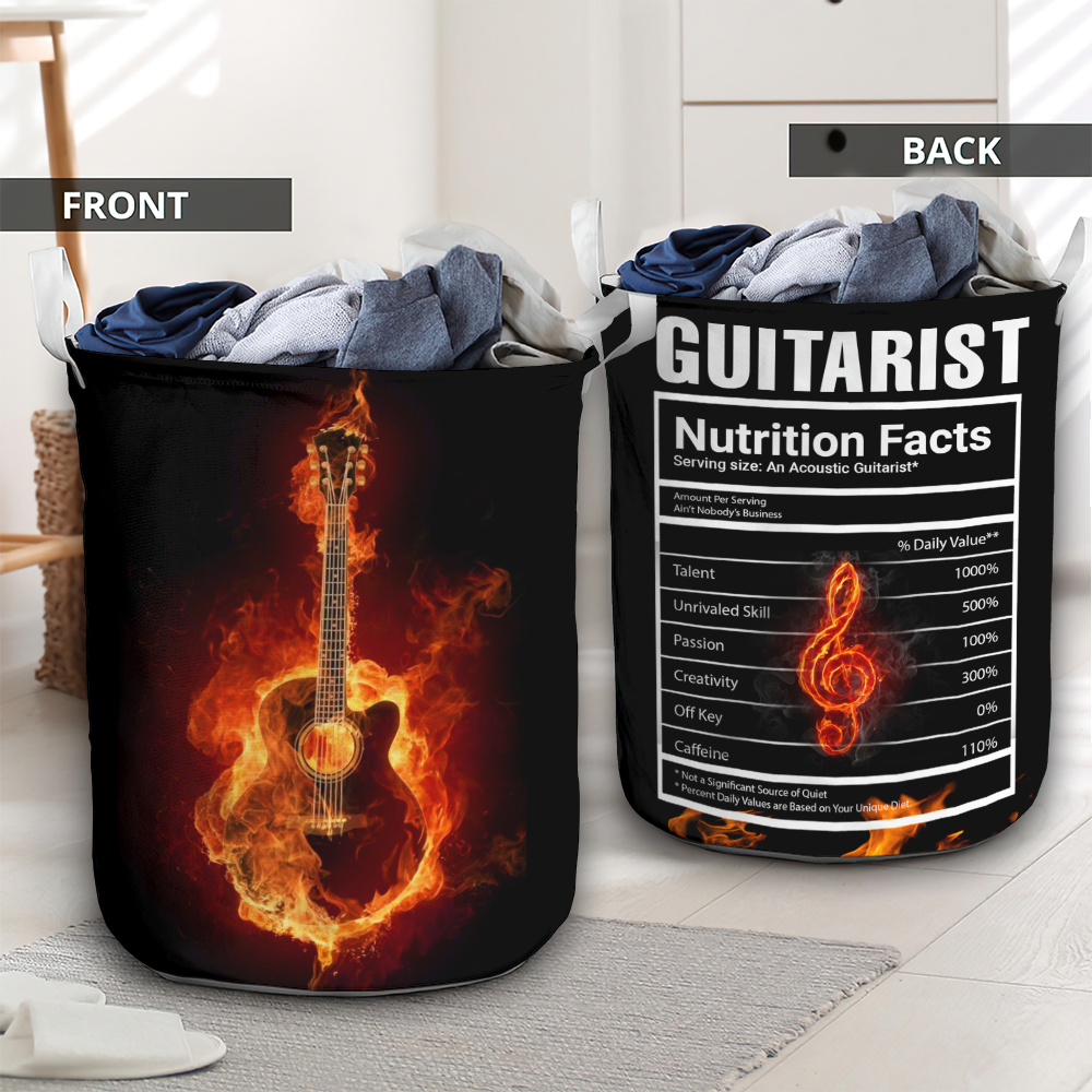 Guitarist nutrition facts guitar - Laundry basket - LAUB02NGC010322-Owls Matrix