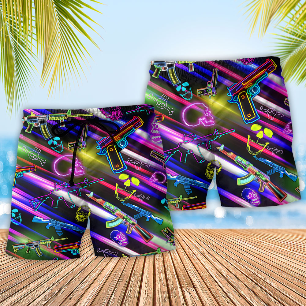 Bold Gun Quote Graphic – Beach Short