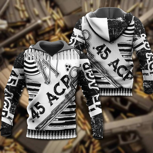Gun Black And White Art – 3D Hoodie