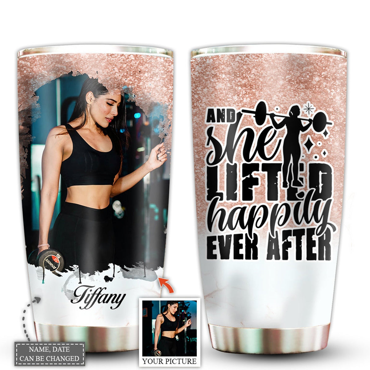 Gym Girl And She Lifted Happily Ever After Custom Photo 20 Oz Tumbler