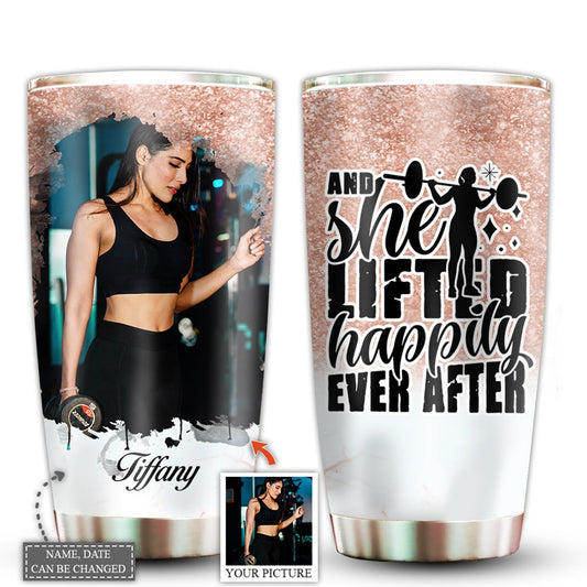 Gym Girl And She Lifted Happily Ever After Custom Photo 20 Oz Tumbler