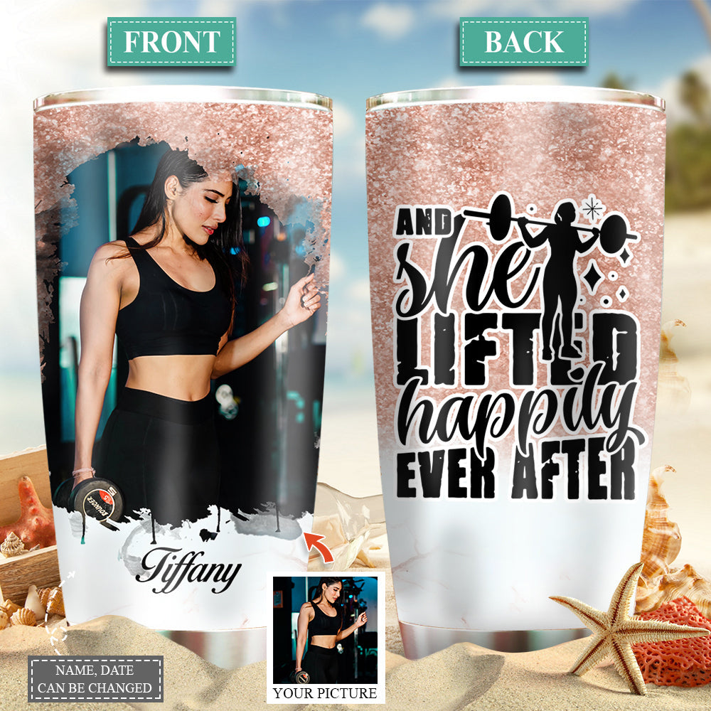 Gym Girl And She Lifted Happily Ever After Custom Photo 20 Oz Tumbler