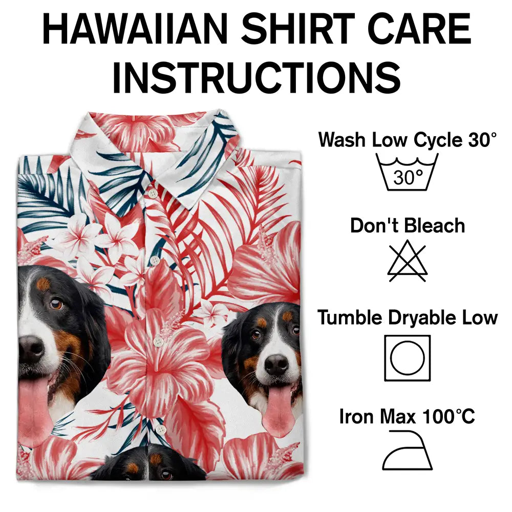 Custom Photo Family Pet Face Tropical Background – Personalized Hawaiian Shirt