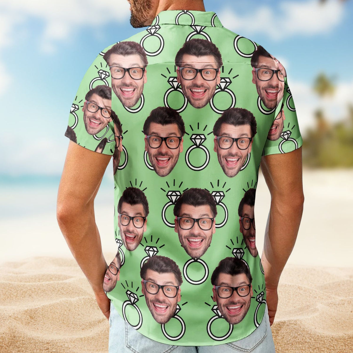 Custom Funny Face Bachelor Party Wedding Gift – Custom Photo Hawaiian Shirt
