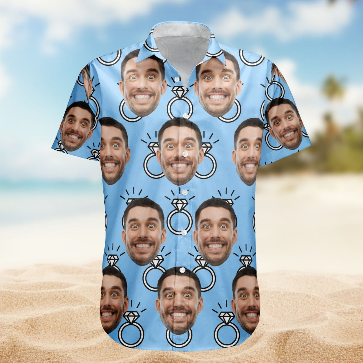 Custom Funny Face Bachelor Party Wedding Gift – Custom Photo Hawaiian Shirt