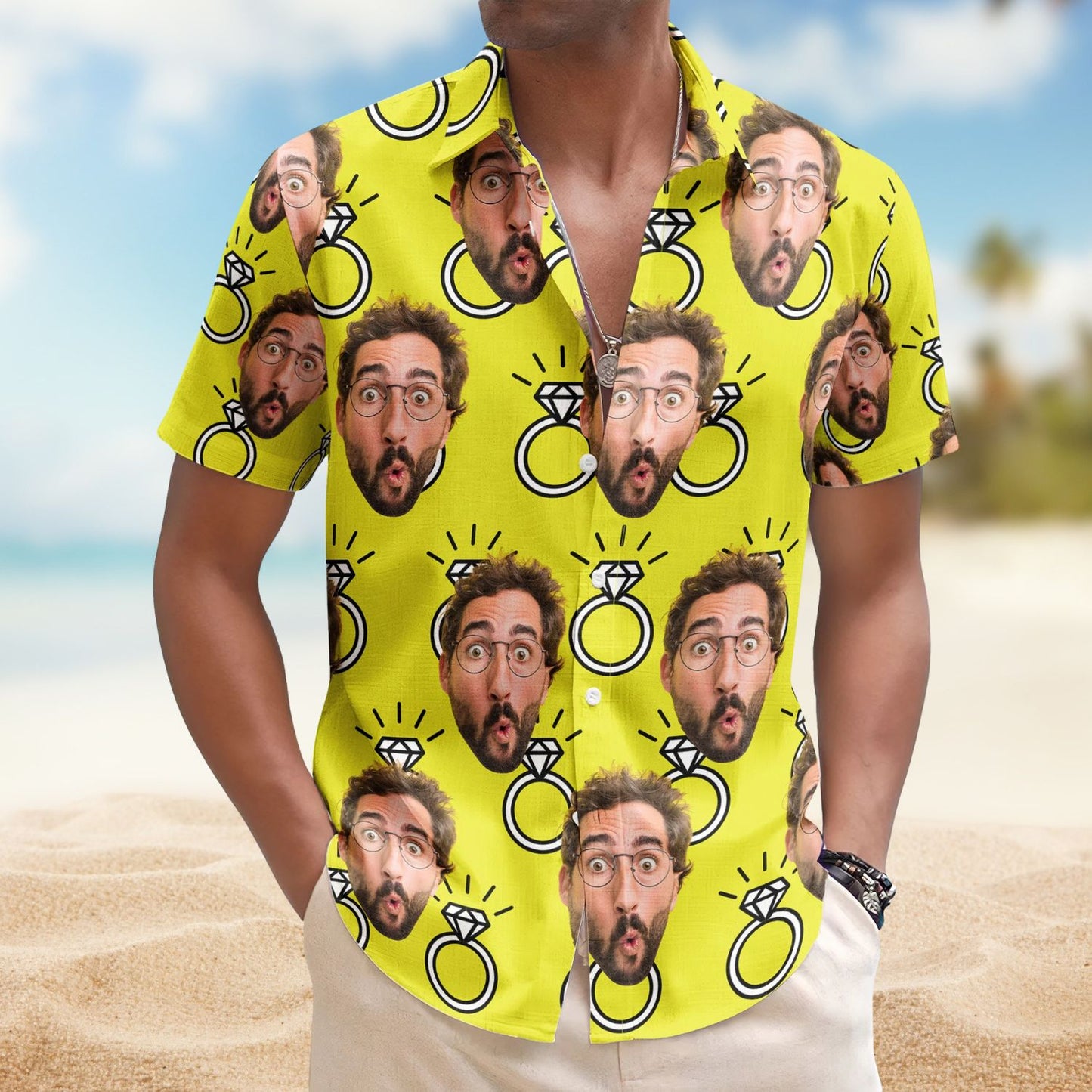 Custom Funny Face Bachelor Party Wedding Gift – Custom Photo Hawaiian Shirt