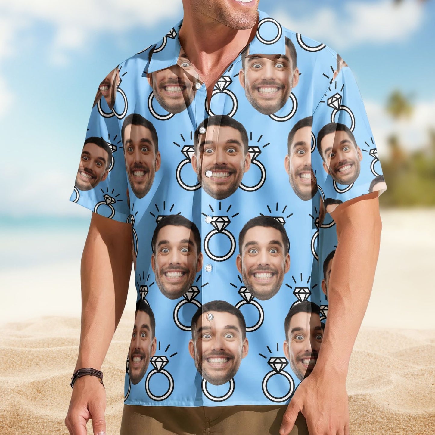 Custom Funny Face Bachelor Party Wedding Gift – Custom Photo Hawaiian Shirt