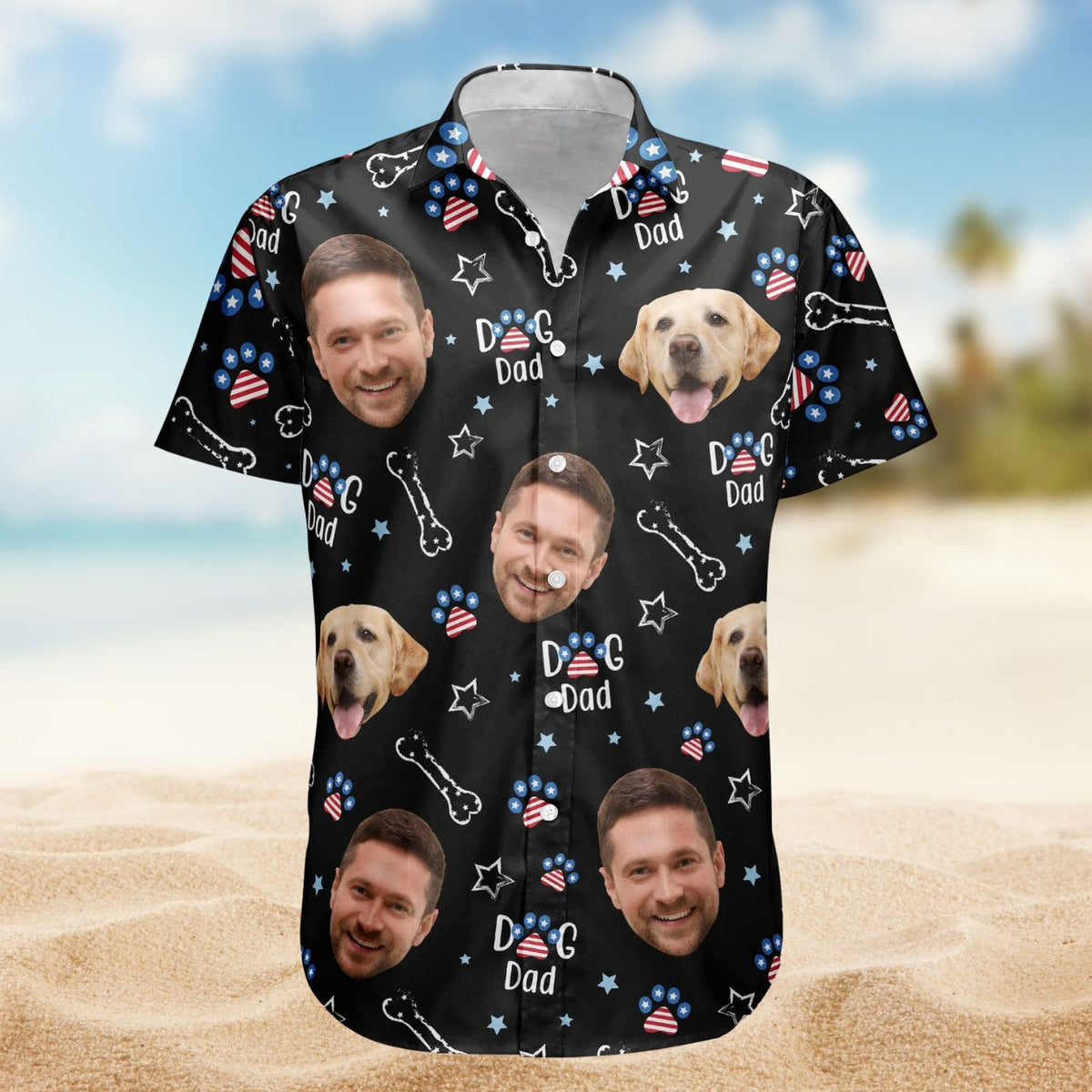 American Independence Day Paw Print – Personalized Photo Hawaiian Shirt