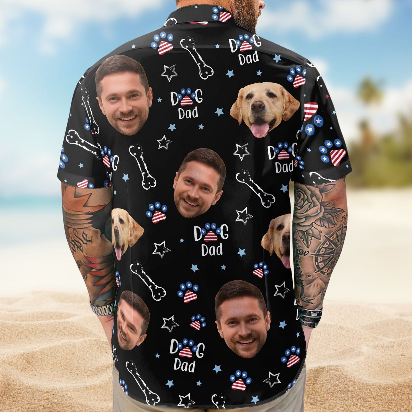 American Independence Day Paw Print – Personalized Photo Hawaiian Shirt