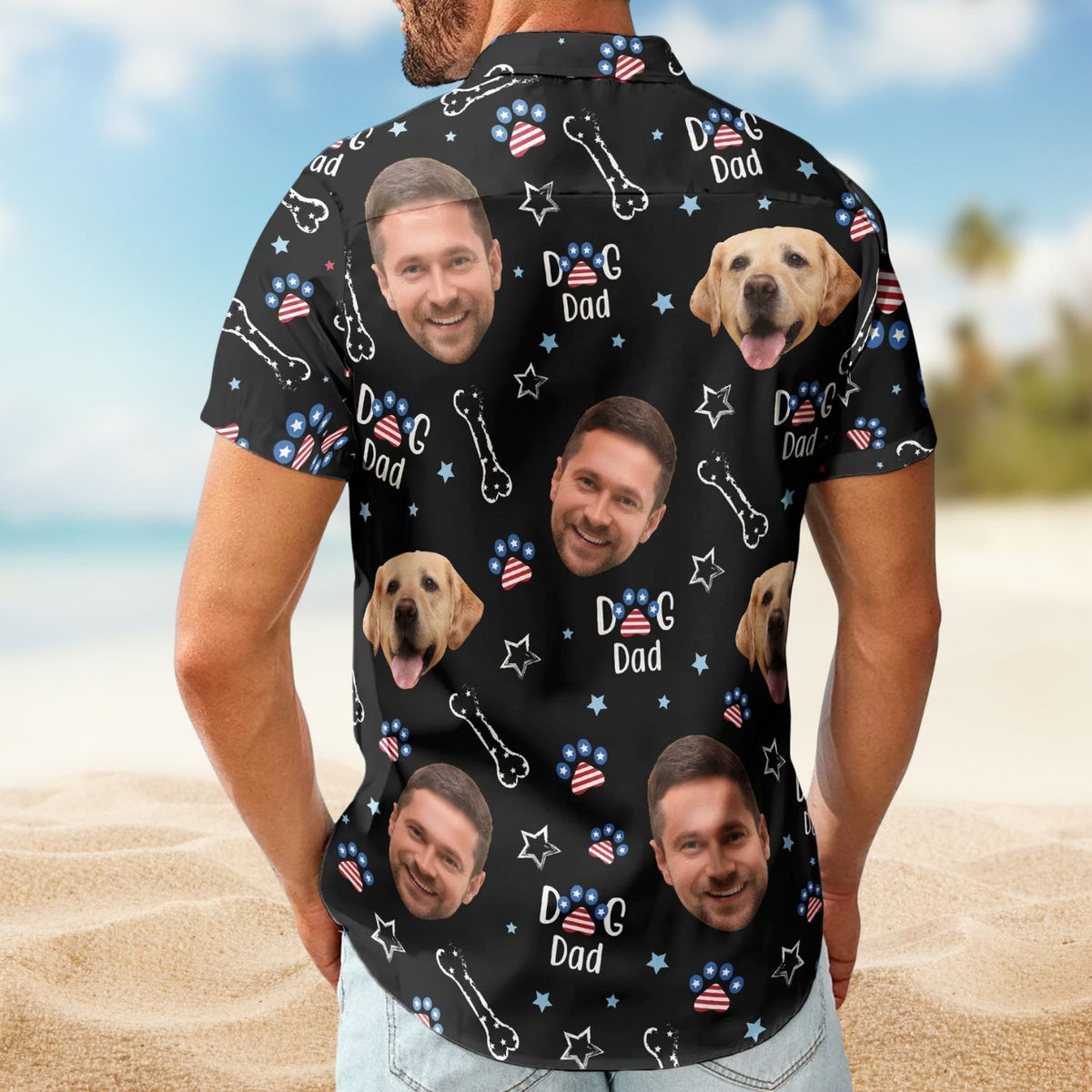 American Independence Day Paw Print – Personalized Photo Hawaiian Shirt