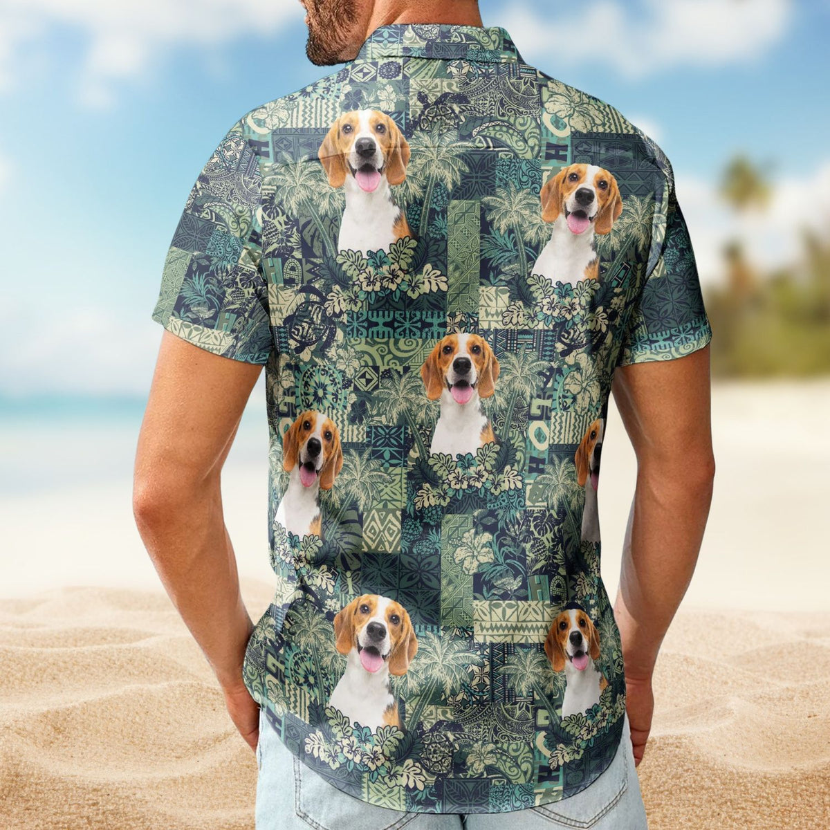 Custom Pet Funny Photo with Hibiscus & Palm Tree Pattern – Custom Photo Hawaiian Shirts