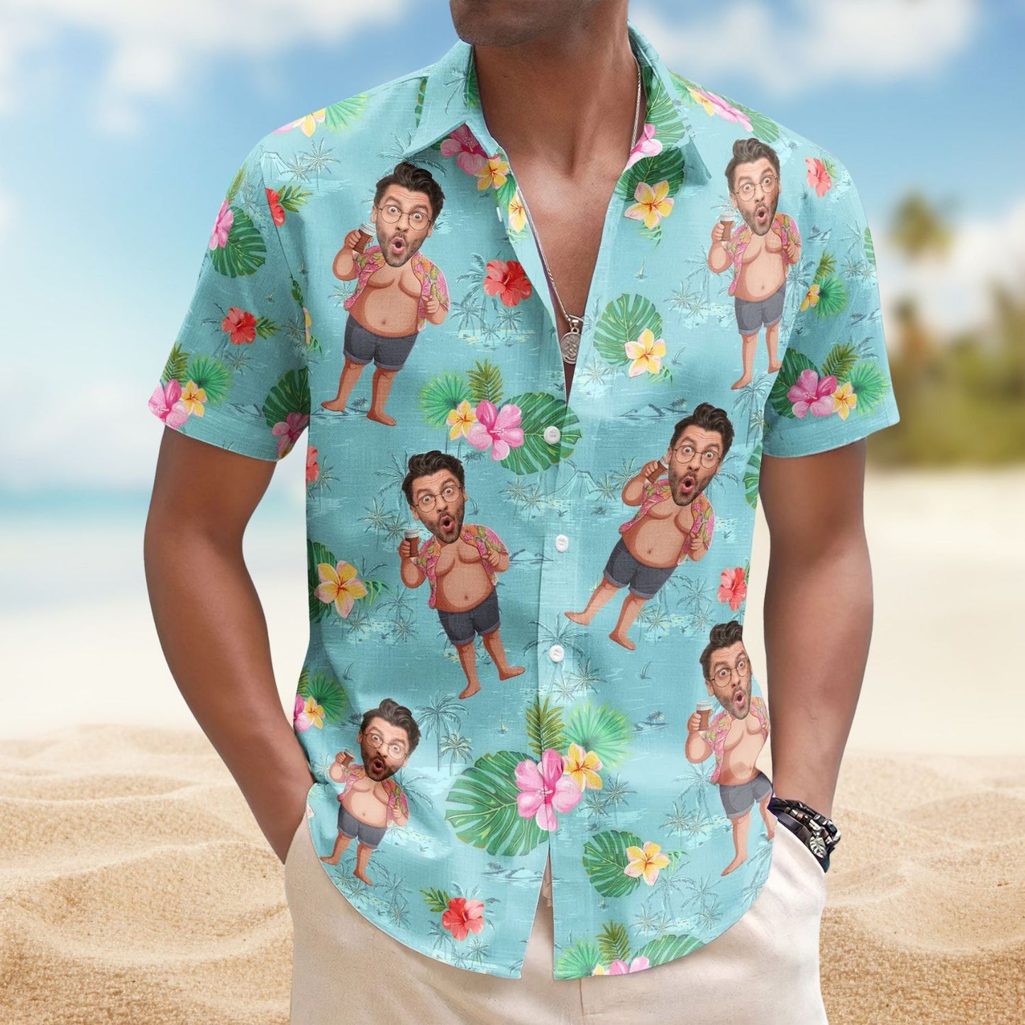 Custom Funny Face – Personalized Photo Hawaiian Shirt