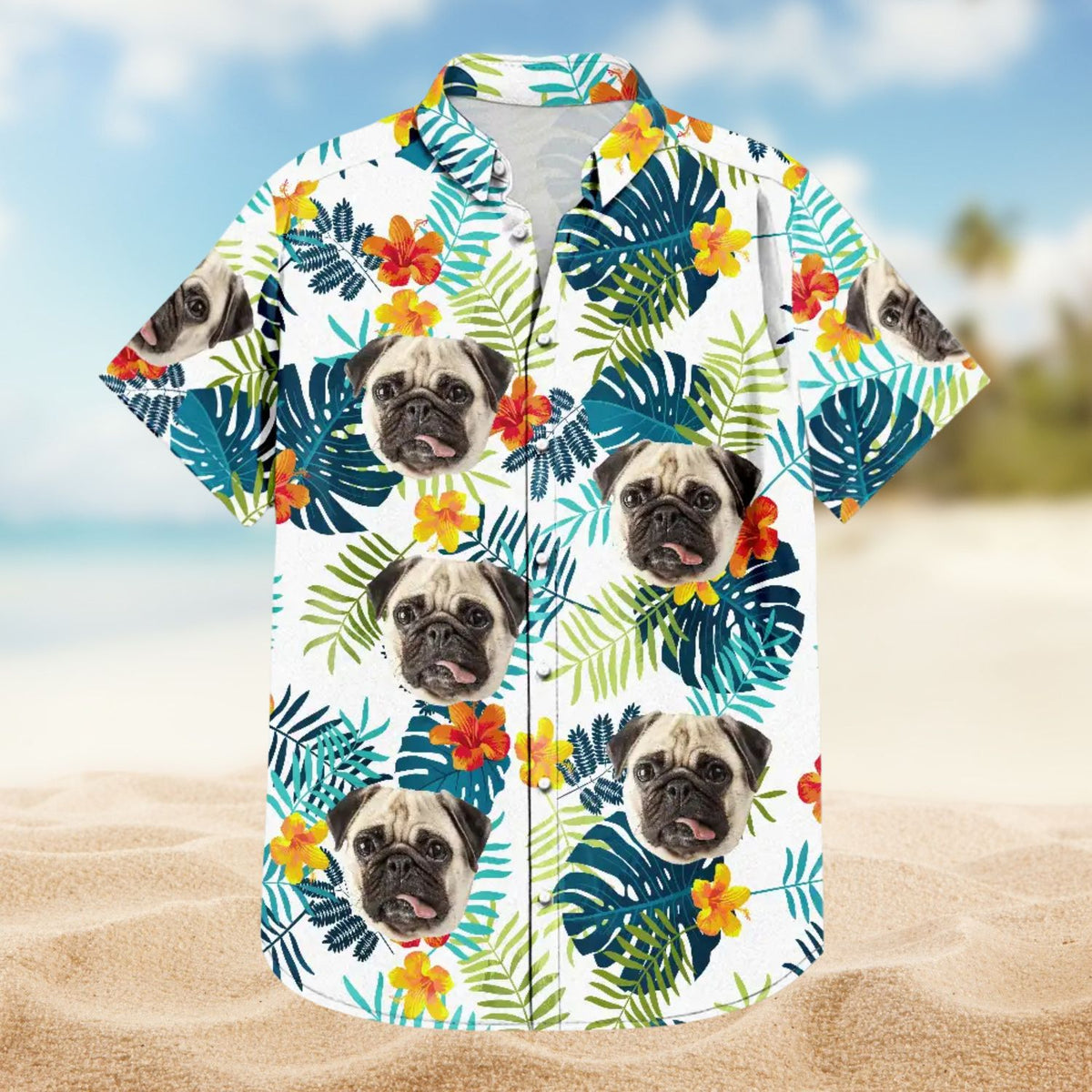 Custom Photo Tropical Vibes Pet Face – Personalized Hawaiian Shirt