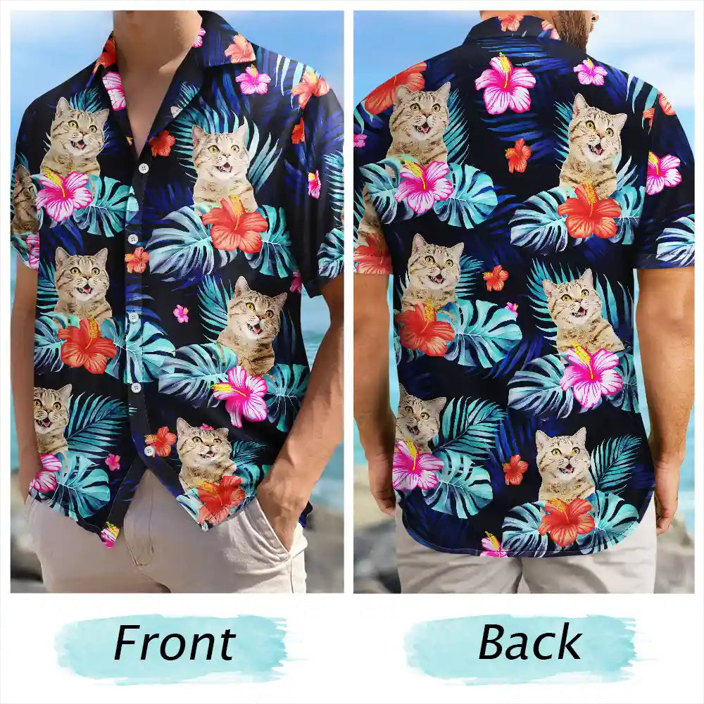 Custom Photo Dark Tropical Flowers – Personalized Hawaiian Shirt