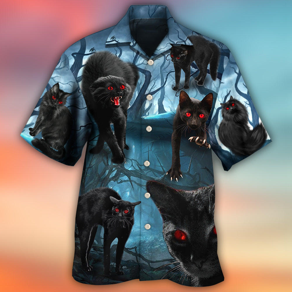 Halloween Black Cat Spooky Art – Hawaiian Shirt