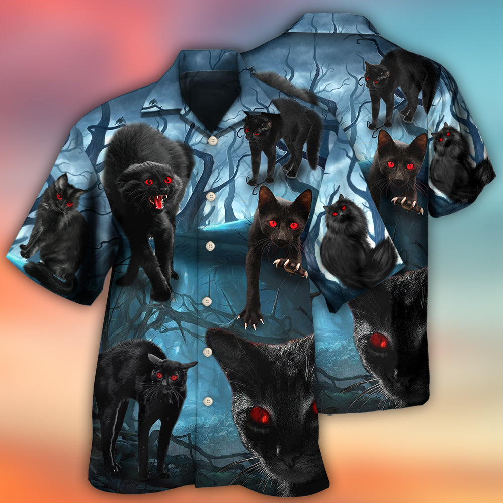 Halloween Black Cat Spooky Art – Hawaiian Shirt
