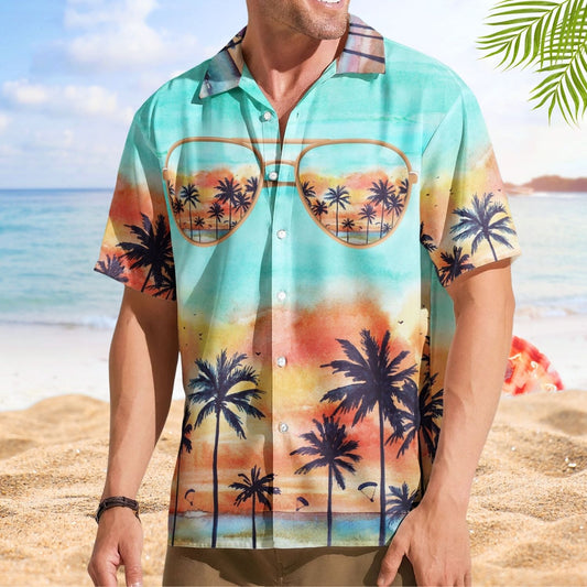 Tropical Beach Print Family Trip Vacation - Personalized Hawaiian Shirt