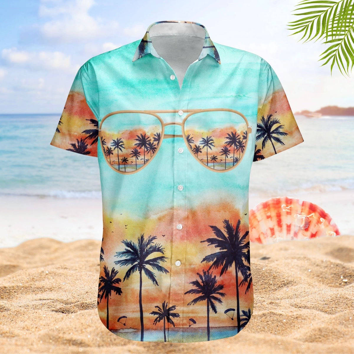 Tropical Beach Print Family Trip Vacation - Personalized Hawaiian Shirt