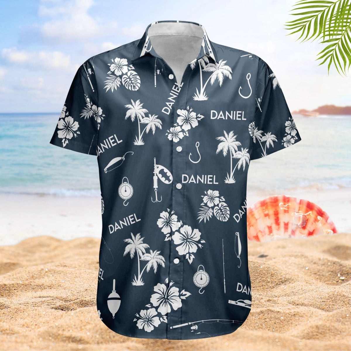Fishing Tools Gears Custom Name Aloha Shirt for Men – Personalized Hawaiian Shirts