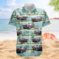 Vintage Beach Palm Tree Aloha Shirt with Custom Car Photo – Custom Photo Hawaiian Shirts