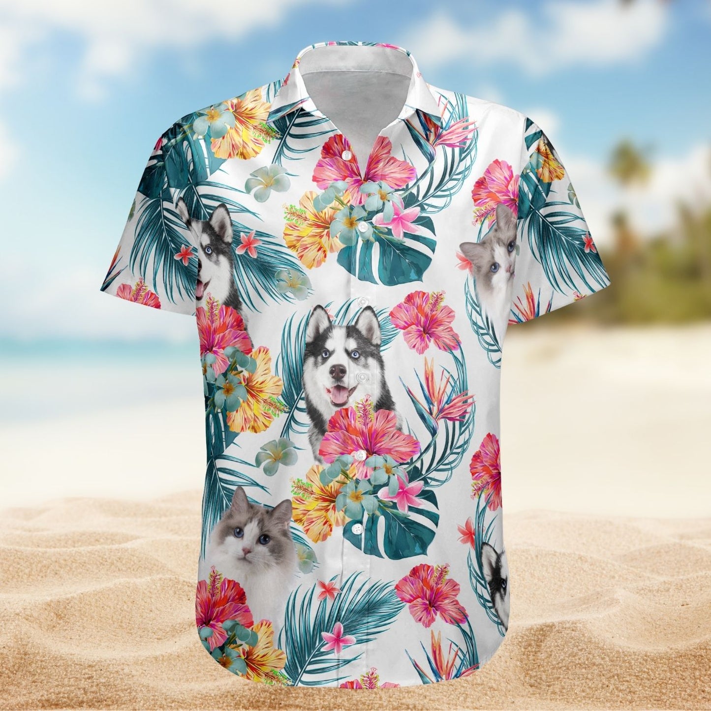 Tropical Aloha Shirt with Funny Custom Face – Personalized Photo Hawaiian Shirt for Men, Women