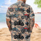 Vintage Bike Aloha Shirt with Custom Photo – Biker Gift for Men, Husband Hawaiian Shirt