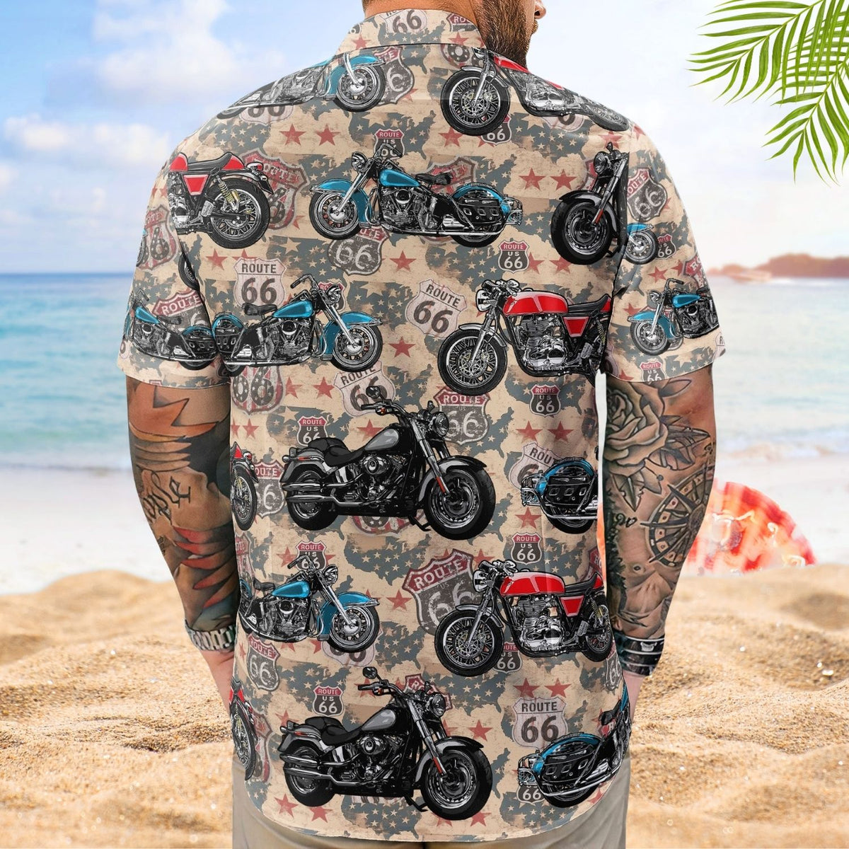 Vintage Bike Aloha Shirt with Custom Photo – Biker Gift for Men, Husband Hawaiian Shirt