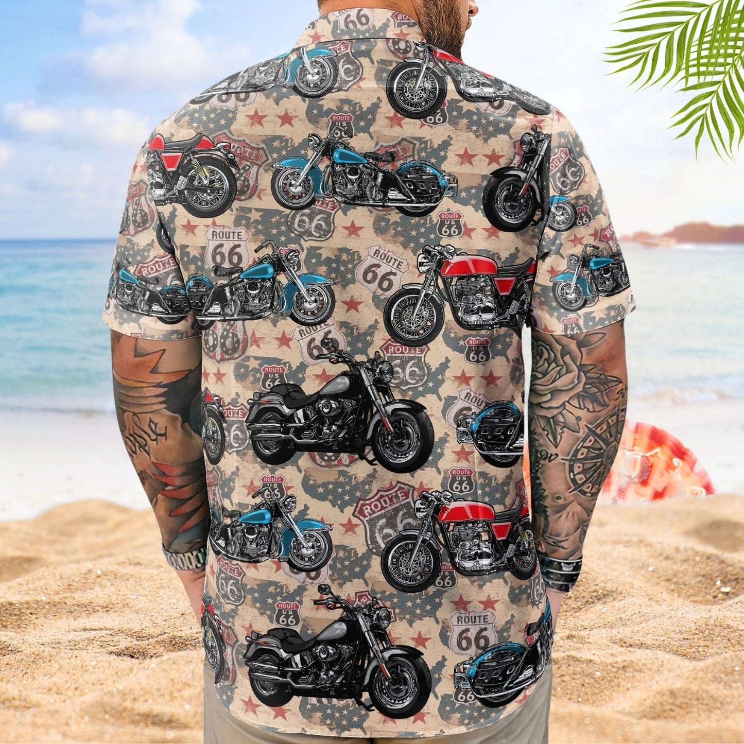 Vintage Bike Aloha Shirt with Custom Photo – Biker Gift for Men, Husband Hawaiian Shirt