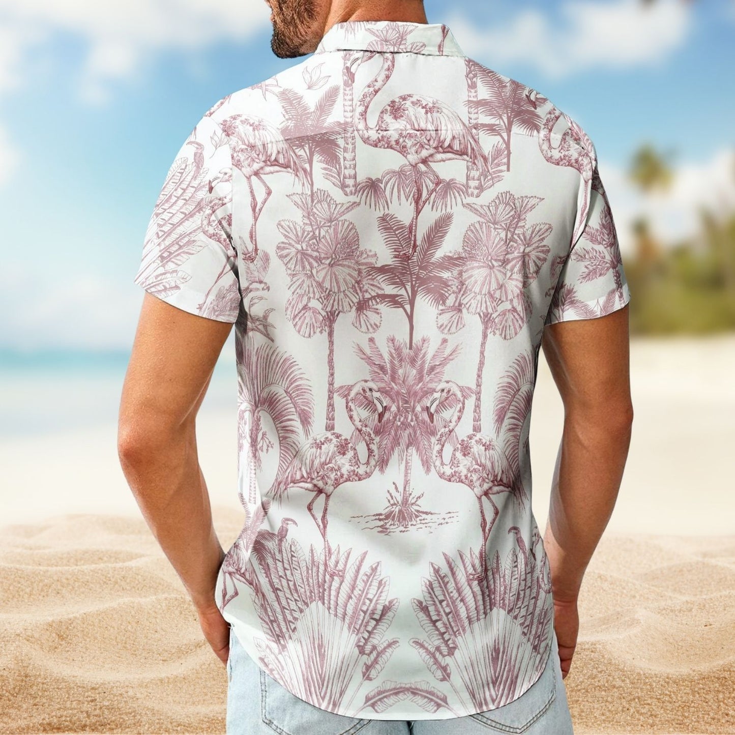 Custom Aloha Shirt – Flamingo Mermaid Unicorn Butterfly Toile De Jouy - Personalized Hawaiian Shirt