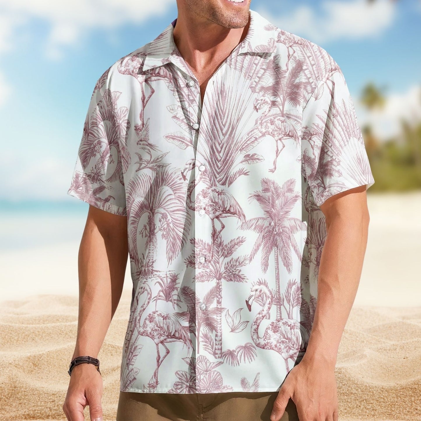 Custom Aloha Shirt – Flamingo Mermaid Unicorn Butterfly Toile De Jouy - Personalized Hawaiian Shirt