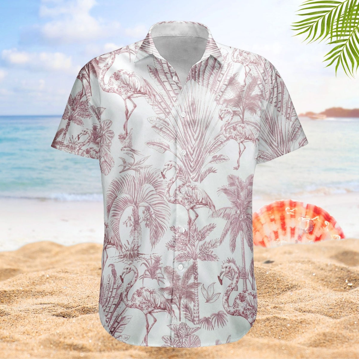 Custom Aloha Shirt – Flamingo Mermaid Unicorn Butterfly Toile De Jouy - Personalized Hawaiian Shirt