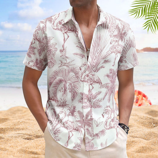 Custom Aloha Shirt – Flamingo Mermaid Unicorn Butterfly Toile De Jouy - Personalized Hawaiian Shirt