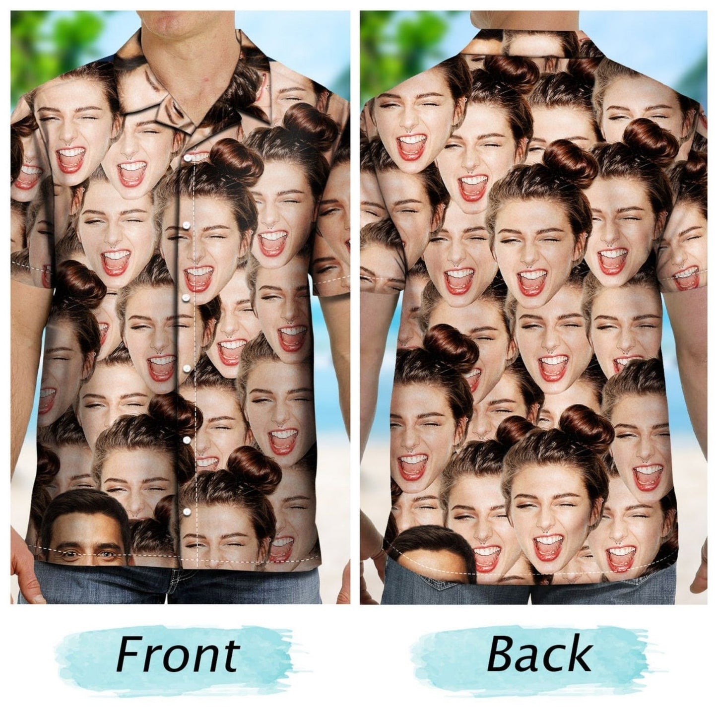 Custom Aloha Shirt – Custom Photo Funny Family Pet Face Pattern - Personalized Hawaiian Shirt
