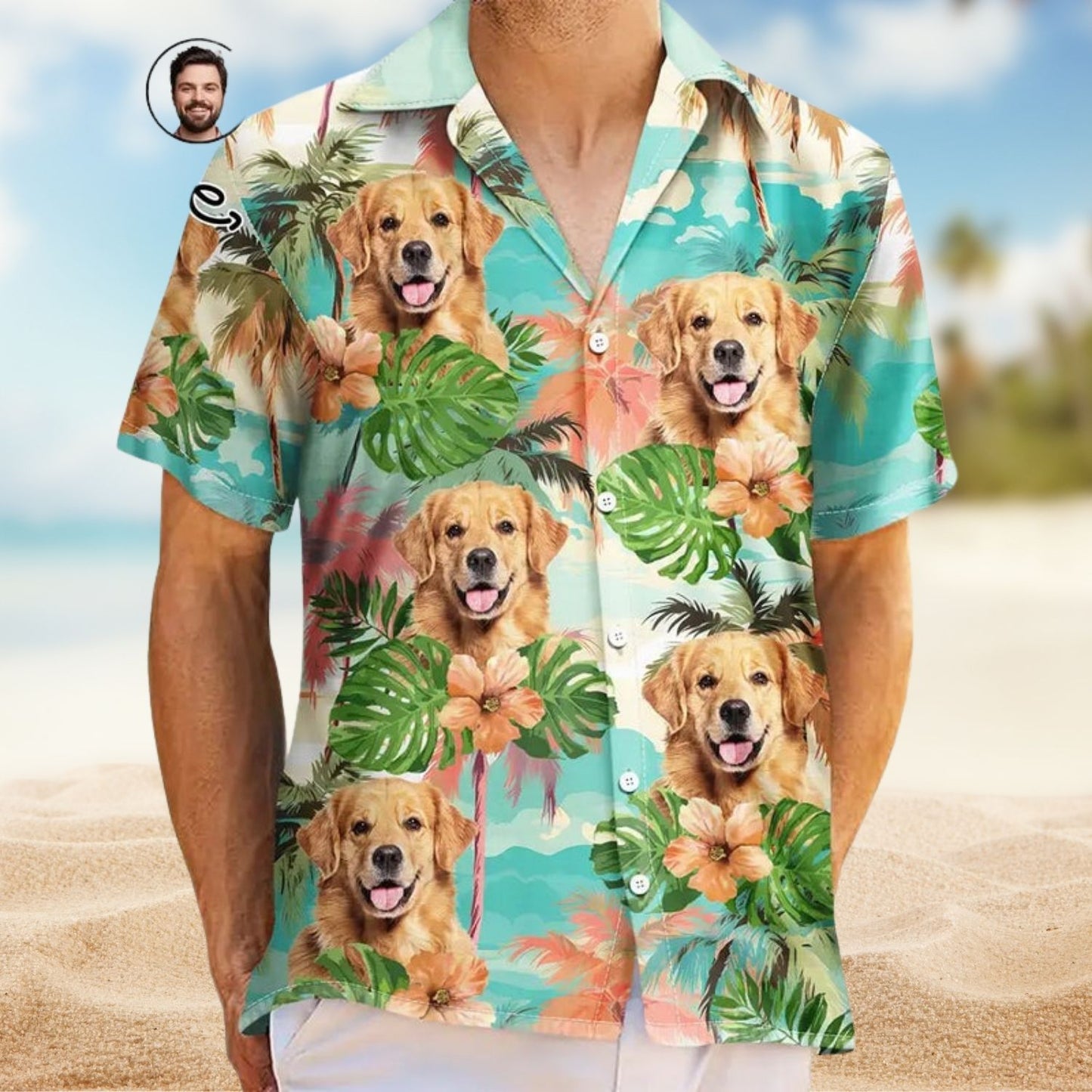 Tropical Beach Vacation Shirt Custom Photo Fun Face Summer Vibe – Personalized Hawaiian Shirt