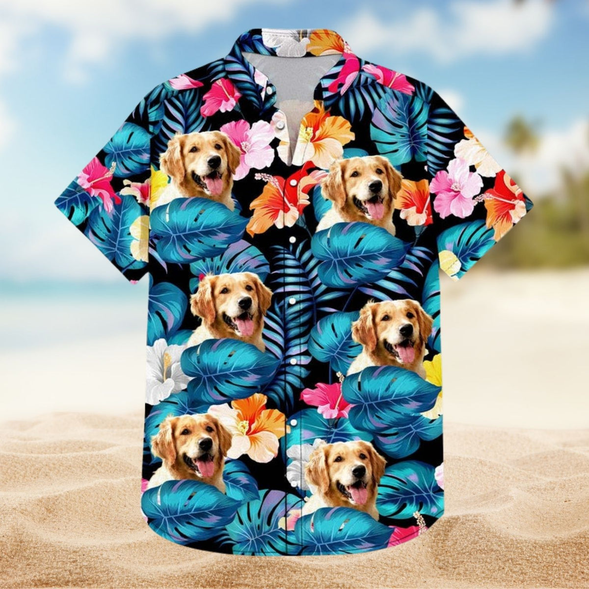 Tropical Beach Style Custom Photo Funny Family Pet - Gift For Men, Dog And Cat Lovers - Personalized Custom Hawaiian Shirt