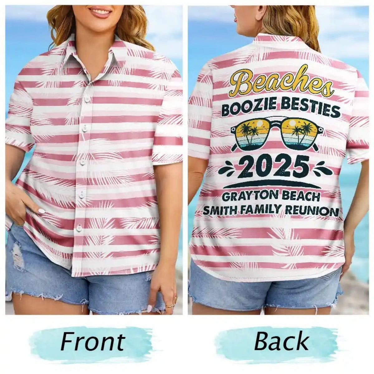 Tropical Beach Style Custom Photo Funny Face Shirt – Bestie Family Vacation - Personalized Hawaiian Shirt