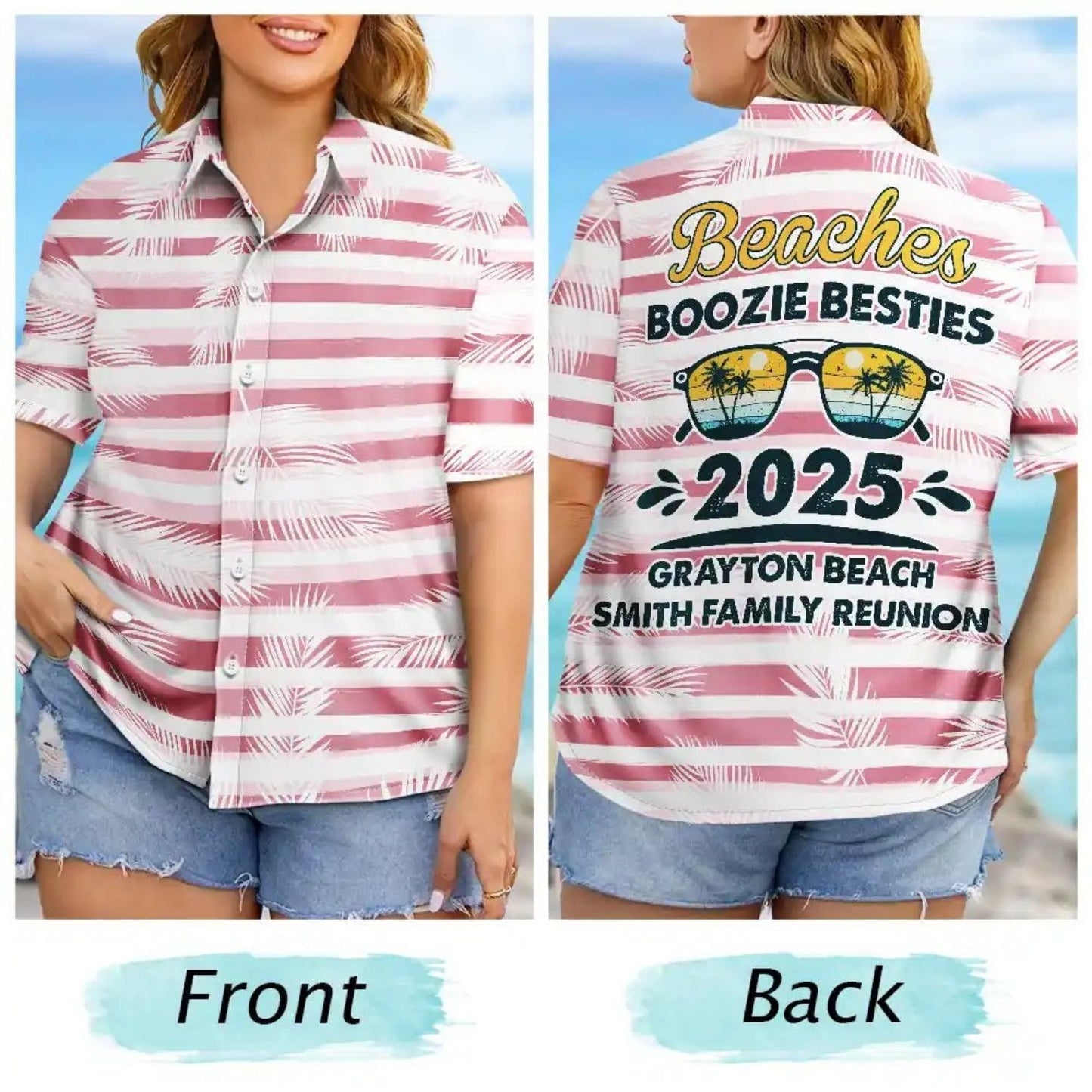 Tropical Beach Style Custom Photo Funny Face Shirt – Bestie Family Vacation - Personalized Hawaiian Shirt