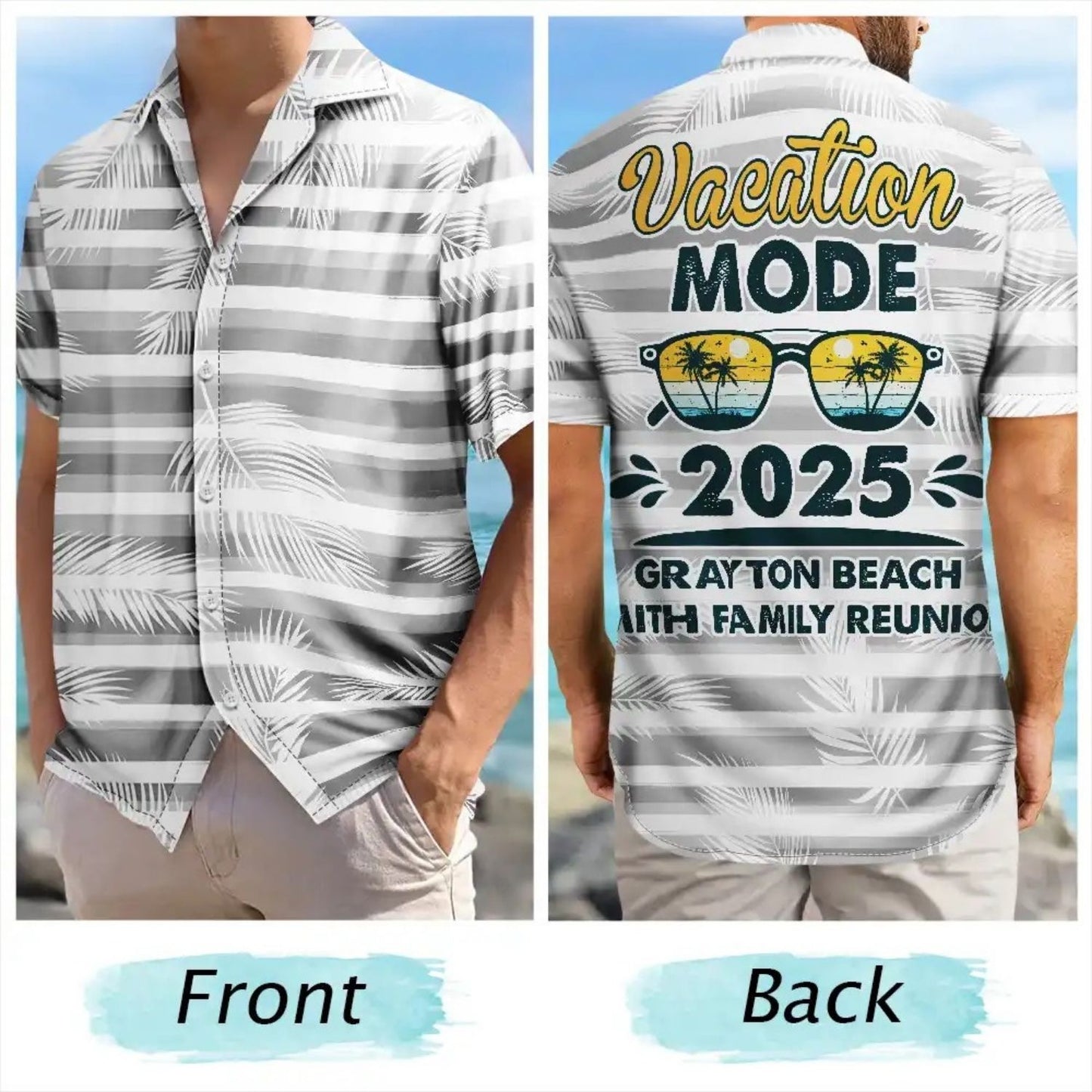 Tropical Beach Style Custom Photo Funny Face Shirt – Bestie Family Vacation - Personalized Hawaiian Shirt