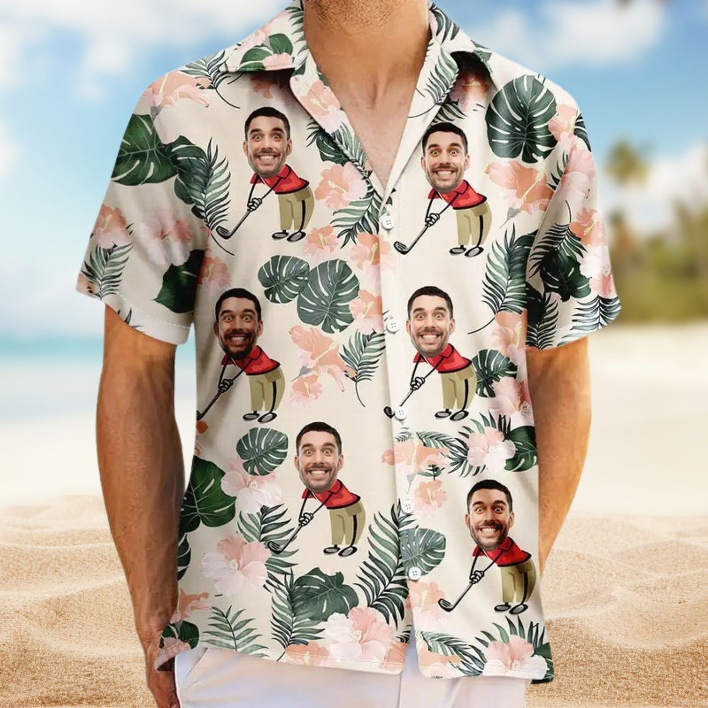 Golf Lovers Funny Art Shirt – Custom Photo Personalized Hawaiian Shirt