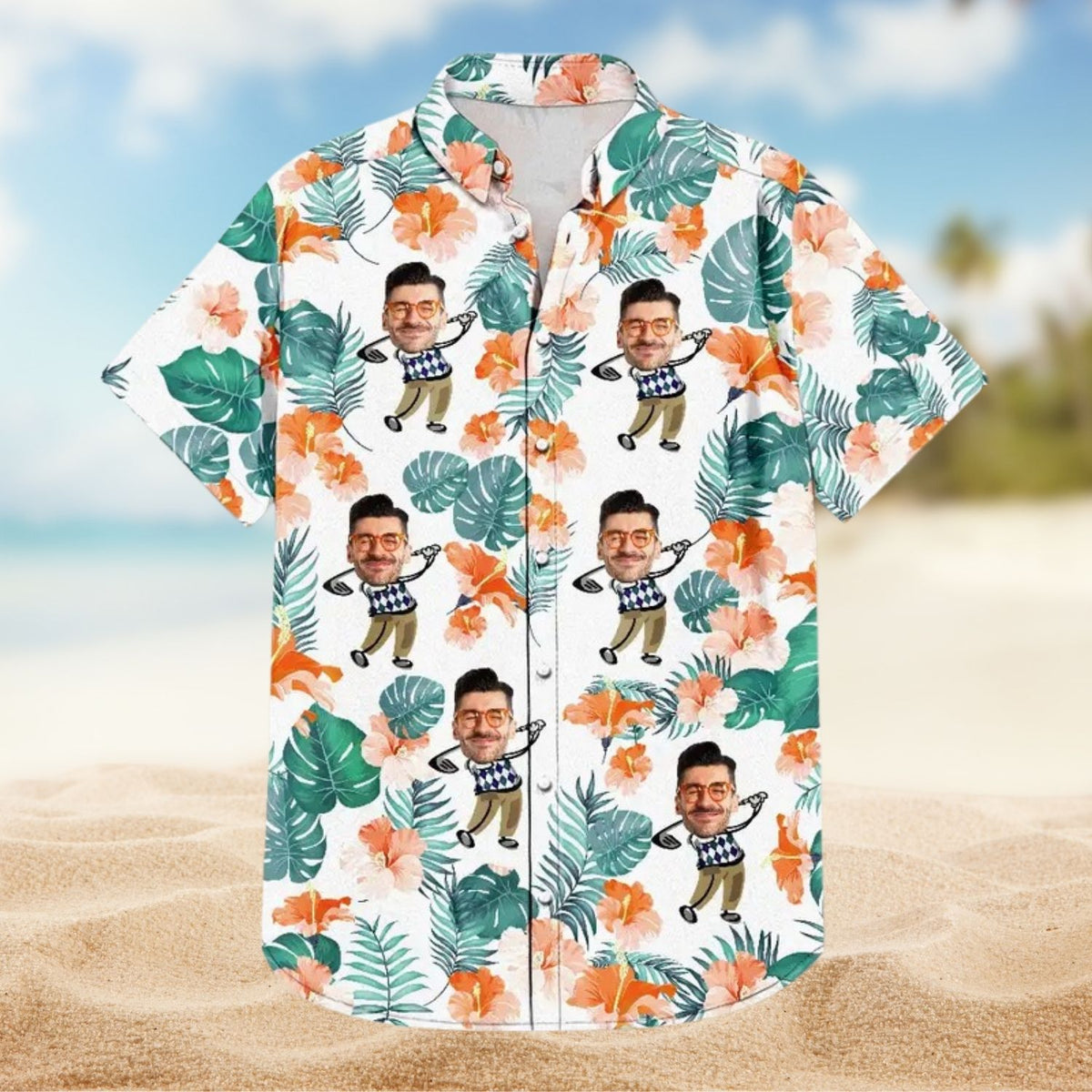 Golf Lovers Funny Art Shirt – Custom Photo Personalized Hawaiian Shirt