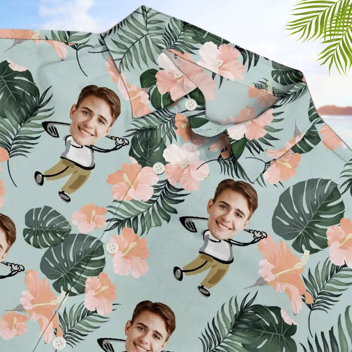 Golf Lovers Funny Art Shirt – Custom Photo Personalized Hawaiian Shirt