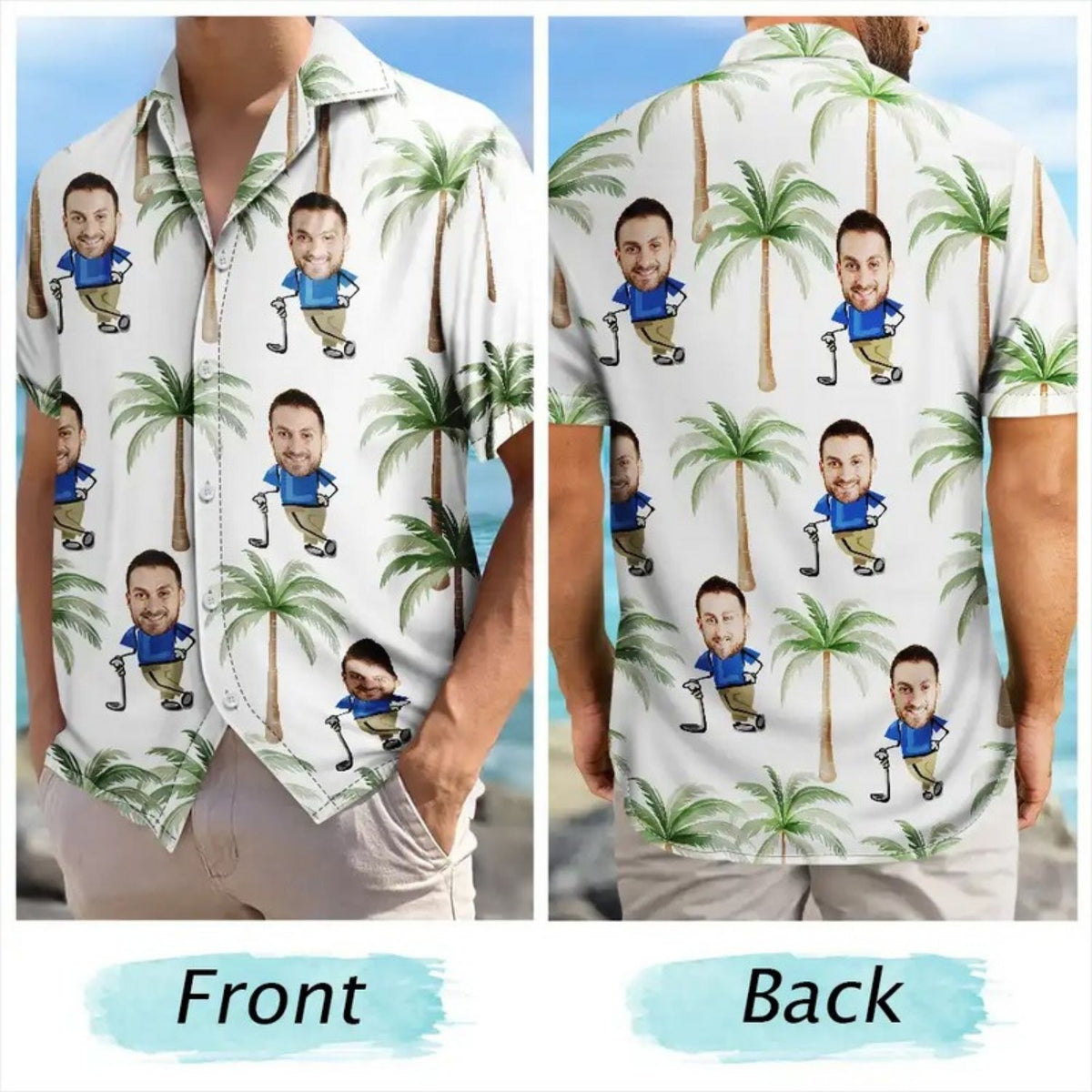 Golf Lovers Funny Art Shirt – Custom Photo Personalized Hawaiian Shirt