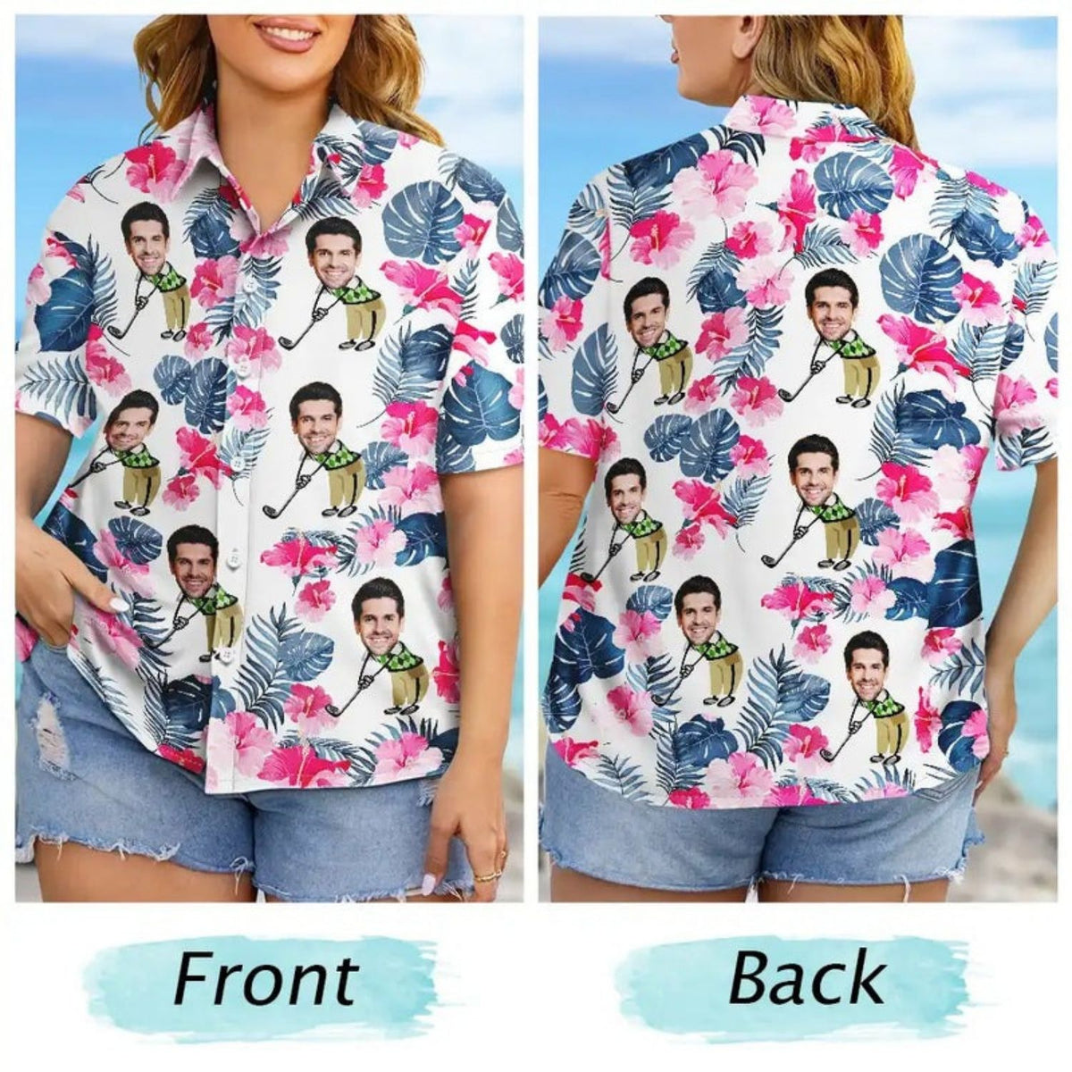 Golf Lovers Funny Art Shirt – Custom Photo Personalized Hawaiian Shirt