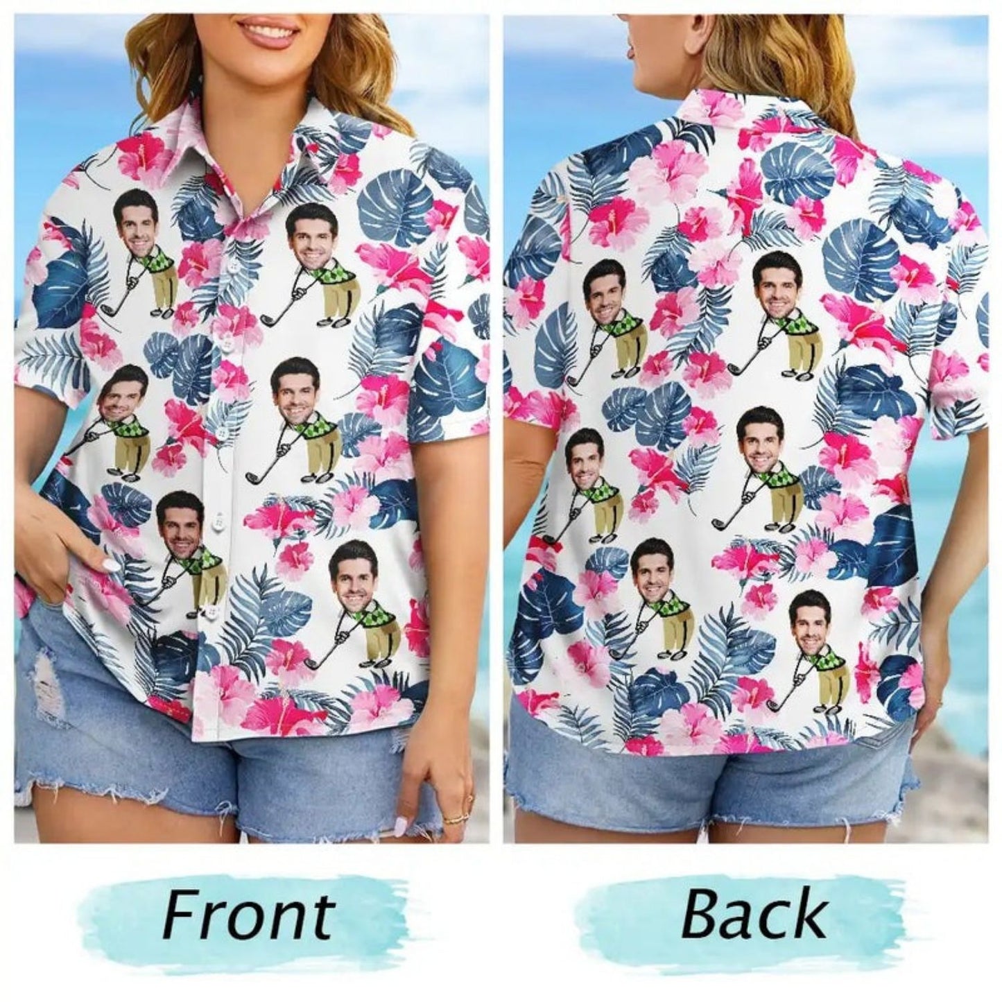 Golf Lovers Funny Art Shirt – Custom Photo Personalized Hawaiian Shirt