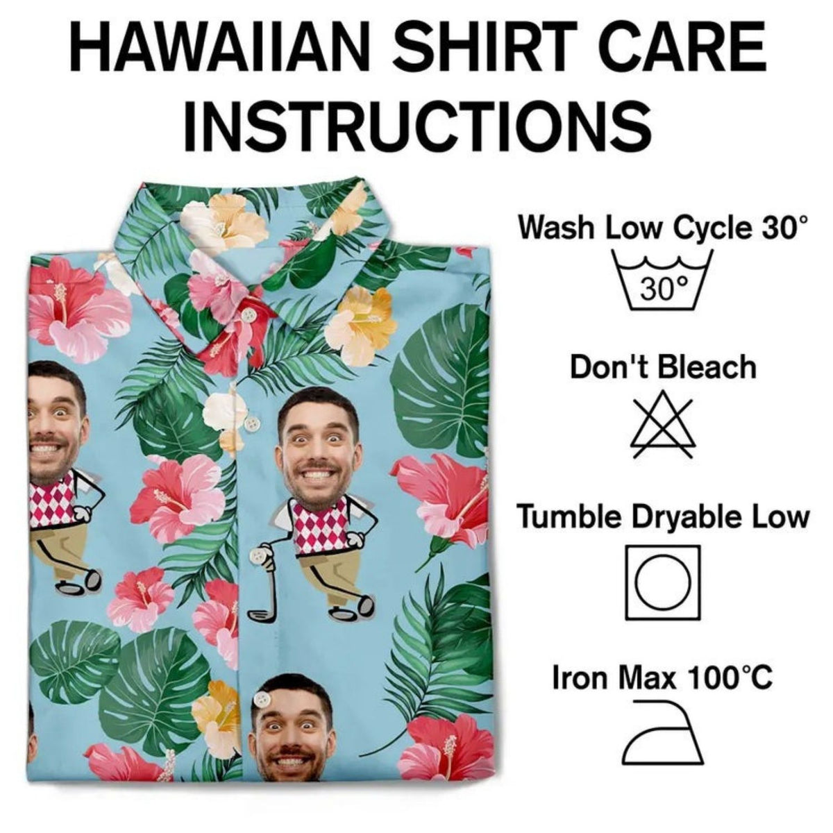 Golf Lovers Funny Art Shirt – Custom Photo Personalized Hawaiian Shirt