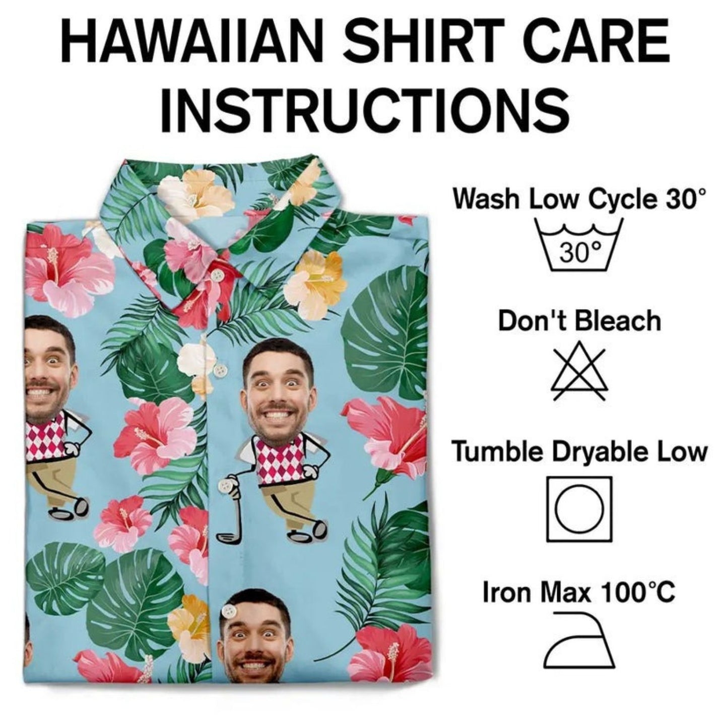 Golf Lovers Funny Art Shirt – Custom Photo Personalized Hawaiian Shirt